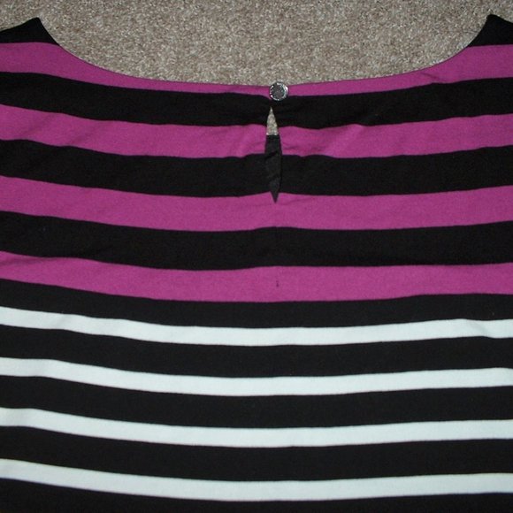 White House Black Market Womens Striped Shift Dress Purple Rayon Size Medium EUC - Picture 3 of 4